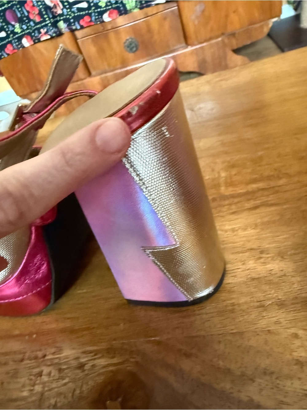 Nasty Gal Metallic Pink and Gold Platform Heels - Picture 10 of 10